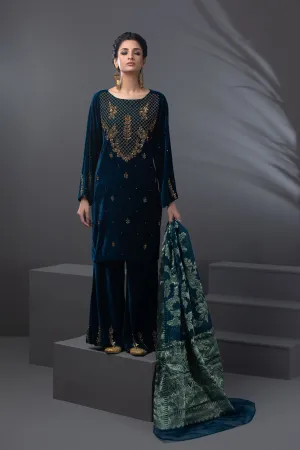 Edetta Embroidered Shirt With Pants & Dupatta 3-Piece Stitched