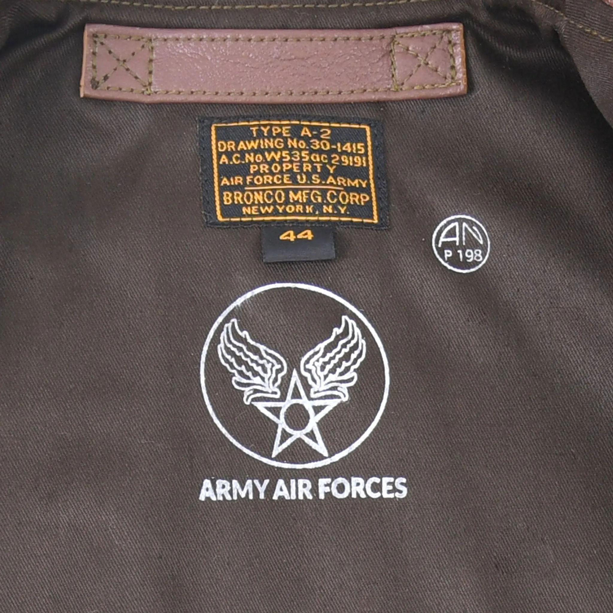 Fivestar Leather Type A2 Bronco Military Flight Real Goatskin Leather Jacket with Patches