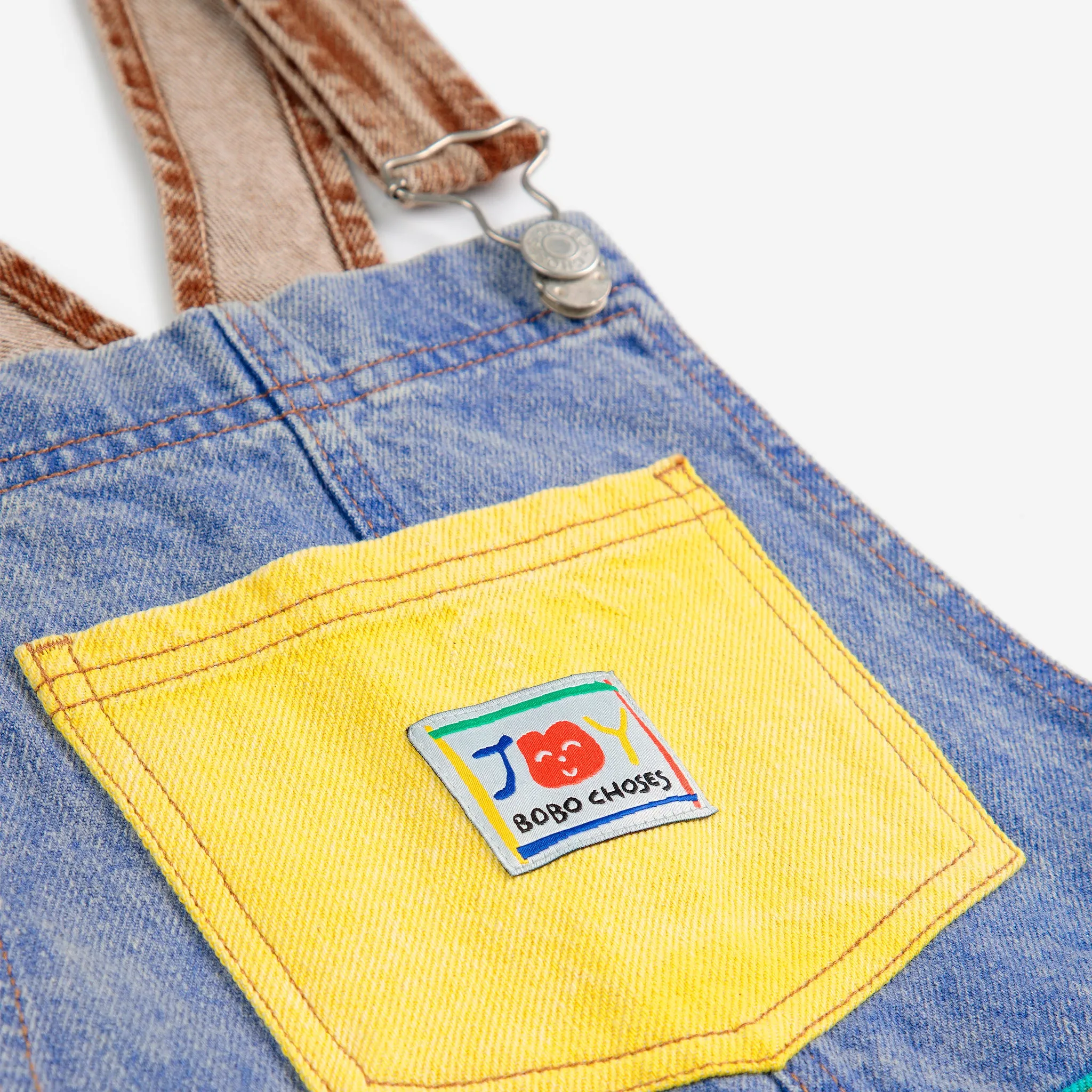 Smiling Color Block Denim Dungaree