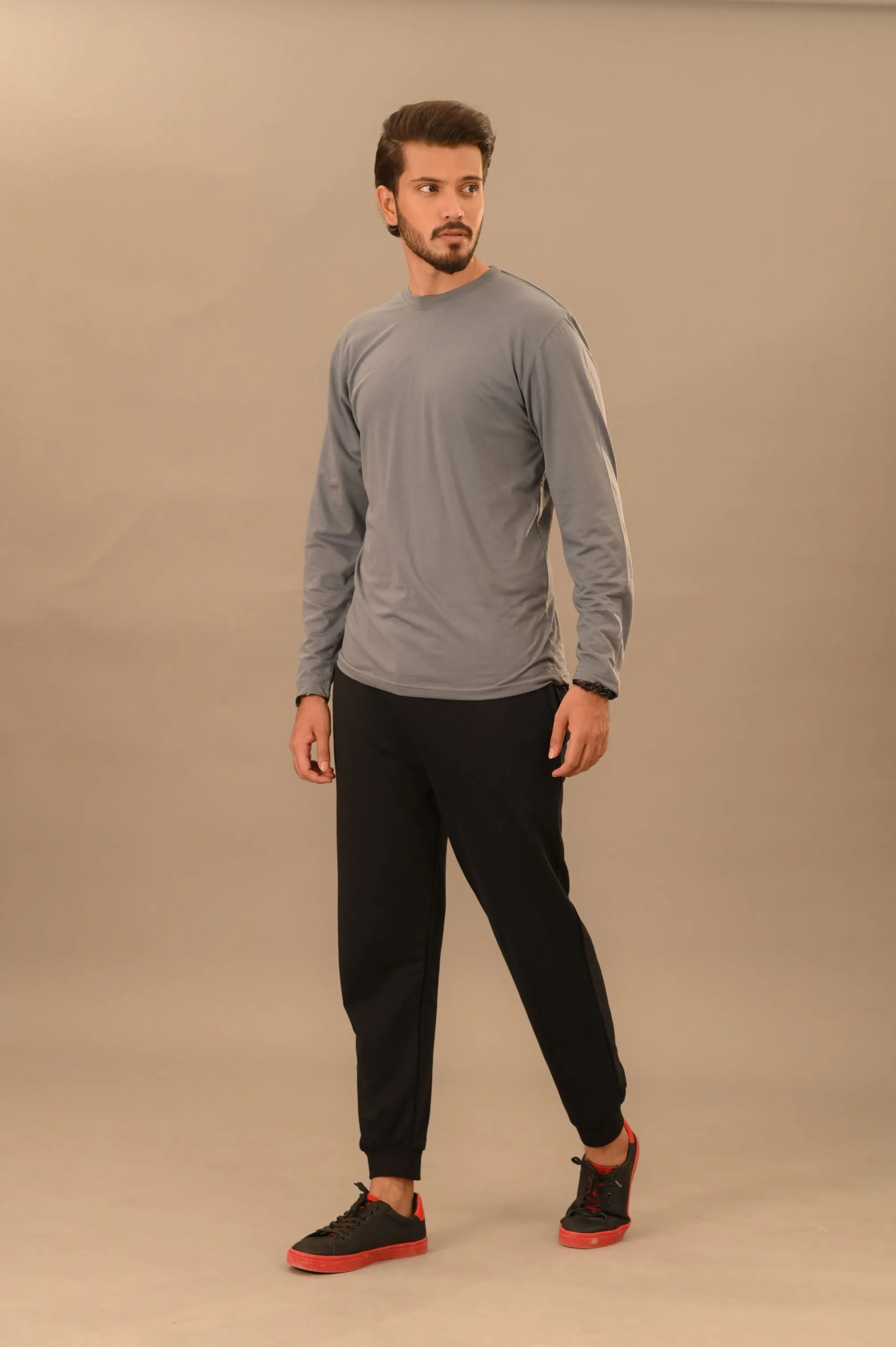 Steel Gray Full Sleeve T-Shirt - Men